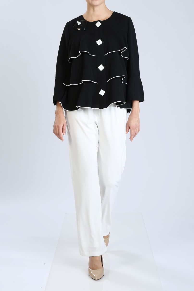 Square Button Front Ruffle Jacket