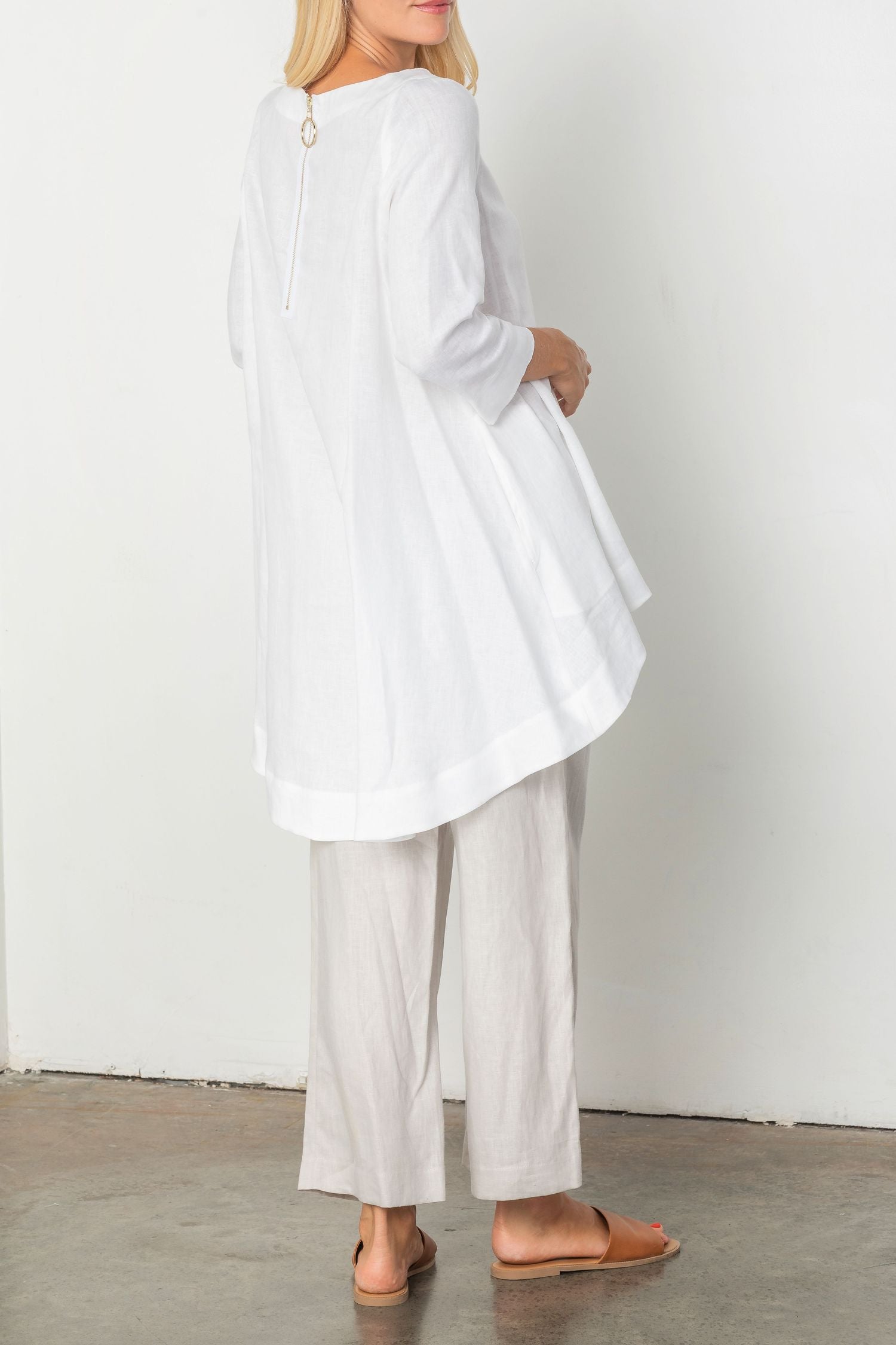 White Bow Tie Linen Top – IC Collection