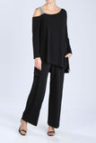 Black Cold-Shoulder Layered Jumpsuit