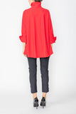 Red Fold Down Collar Blouse