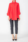Red Fold Down Collar Blouse