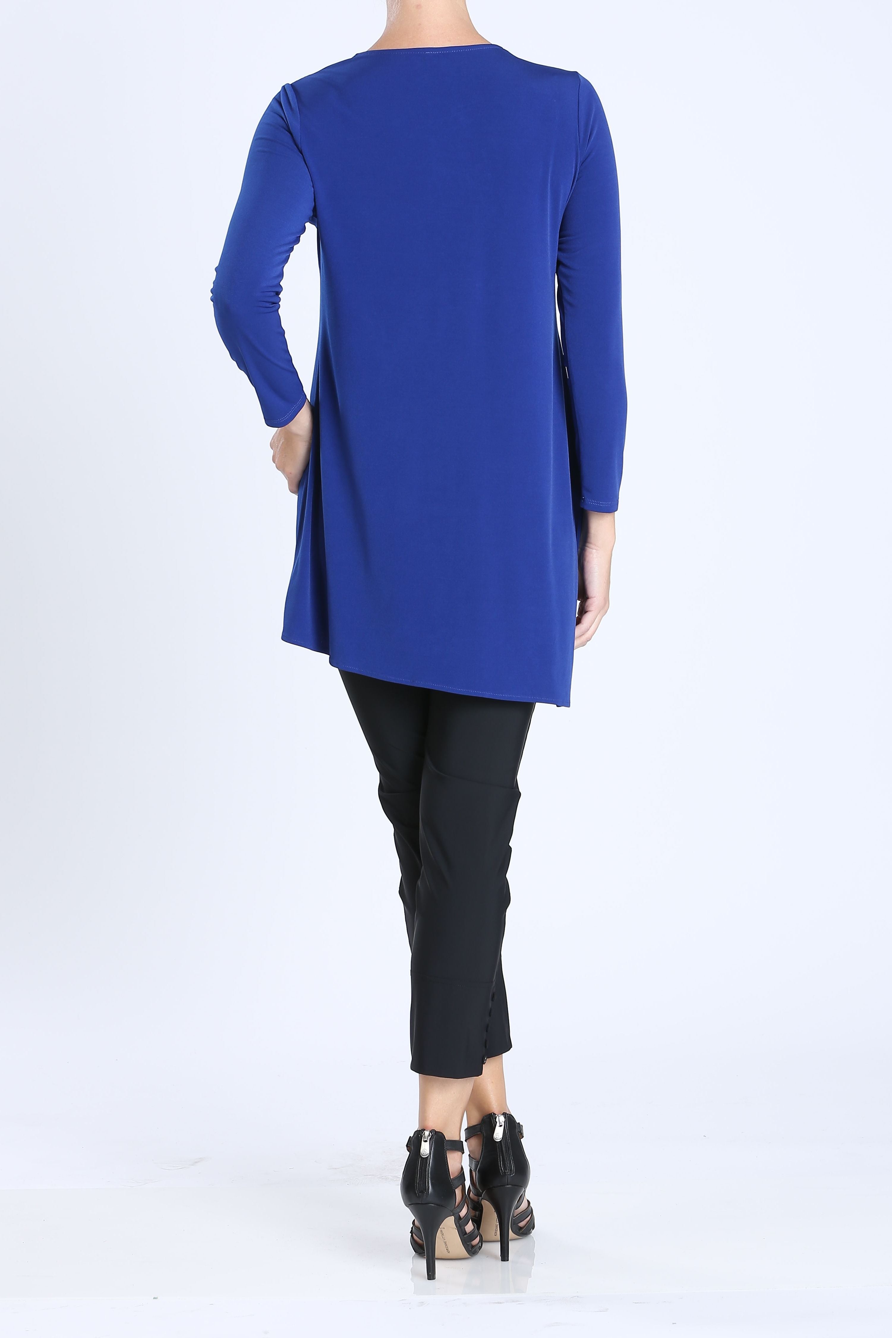 Plus Size V-Neck Asymmetrical Tunic | IC Collection 1XL / Blue Plus Size V-Neck Asymmetrical Tunic | IC Collection 1XL / Blue