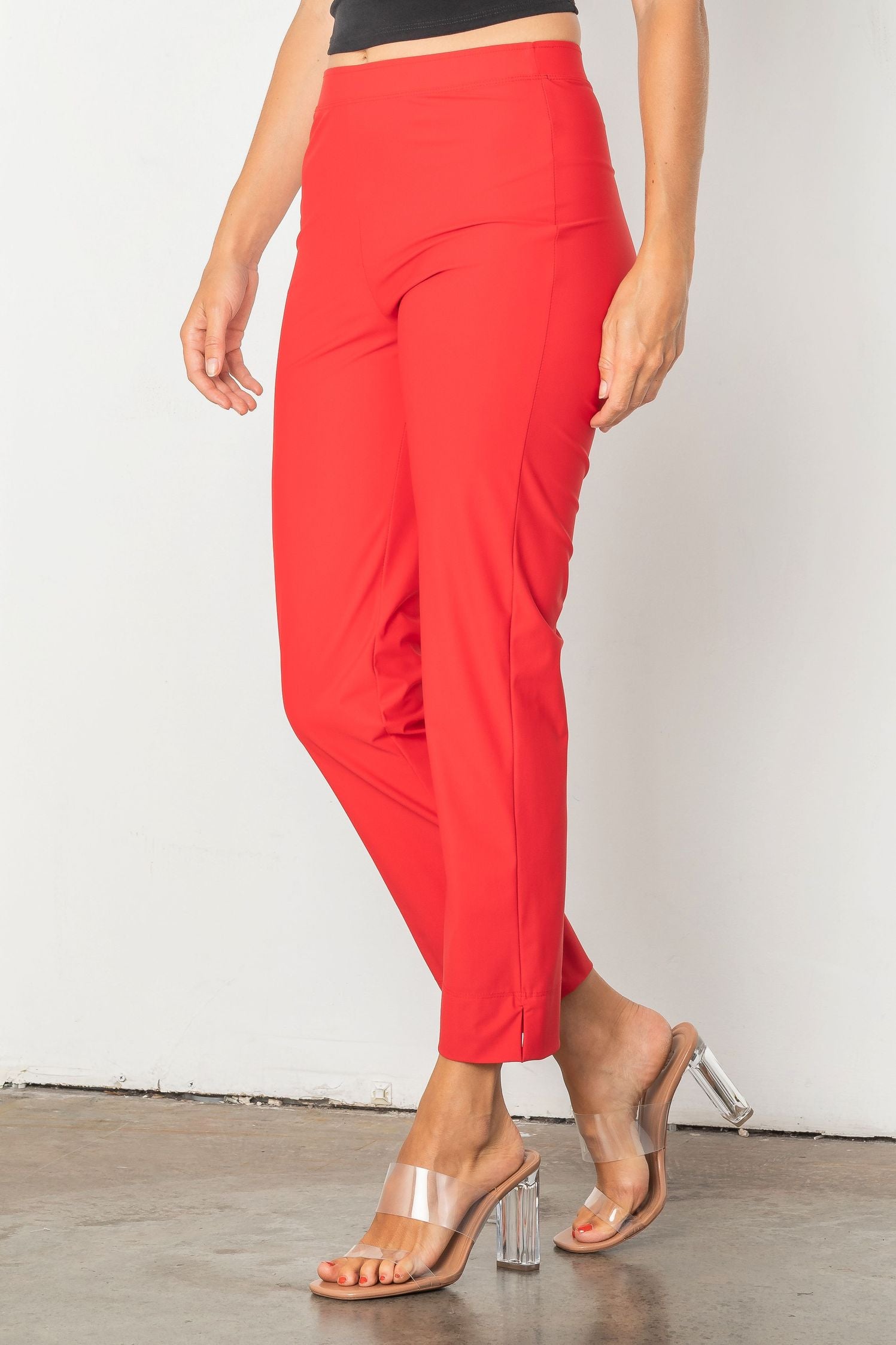 Red Plus Size Ankle Slim Pants