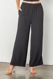 Black Pull Up Pant With Side Detail