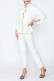 White Overlap Stand Collar & Cuff Jacket