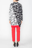 Mix Print Twist Collar Tunic Top