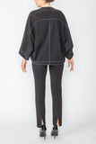 Black Dolman 3/4 Sleeve Boxy Silhouette Jacket