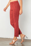 Wine Slim Fit Suede Pants