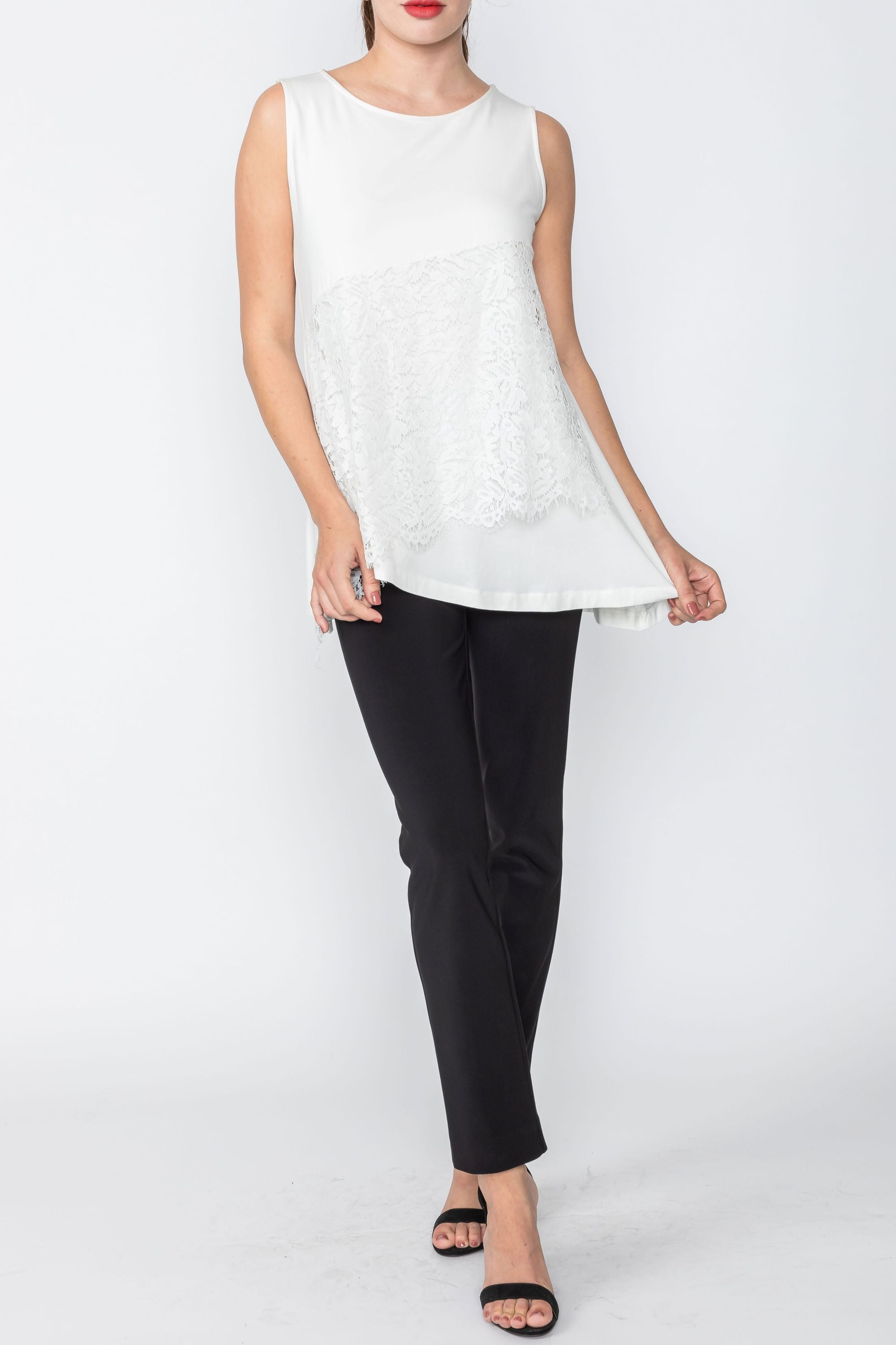 White Lace Front Tunic