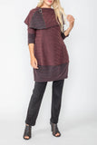 Wine Abstract Cowl Neck w/ Zip