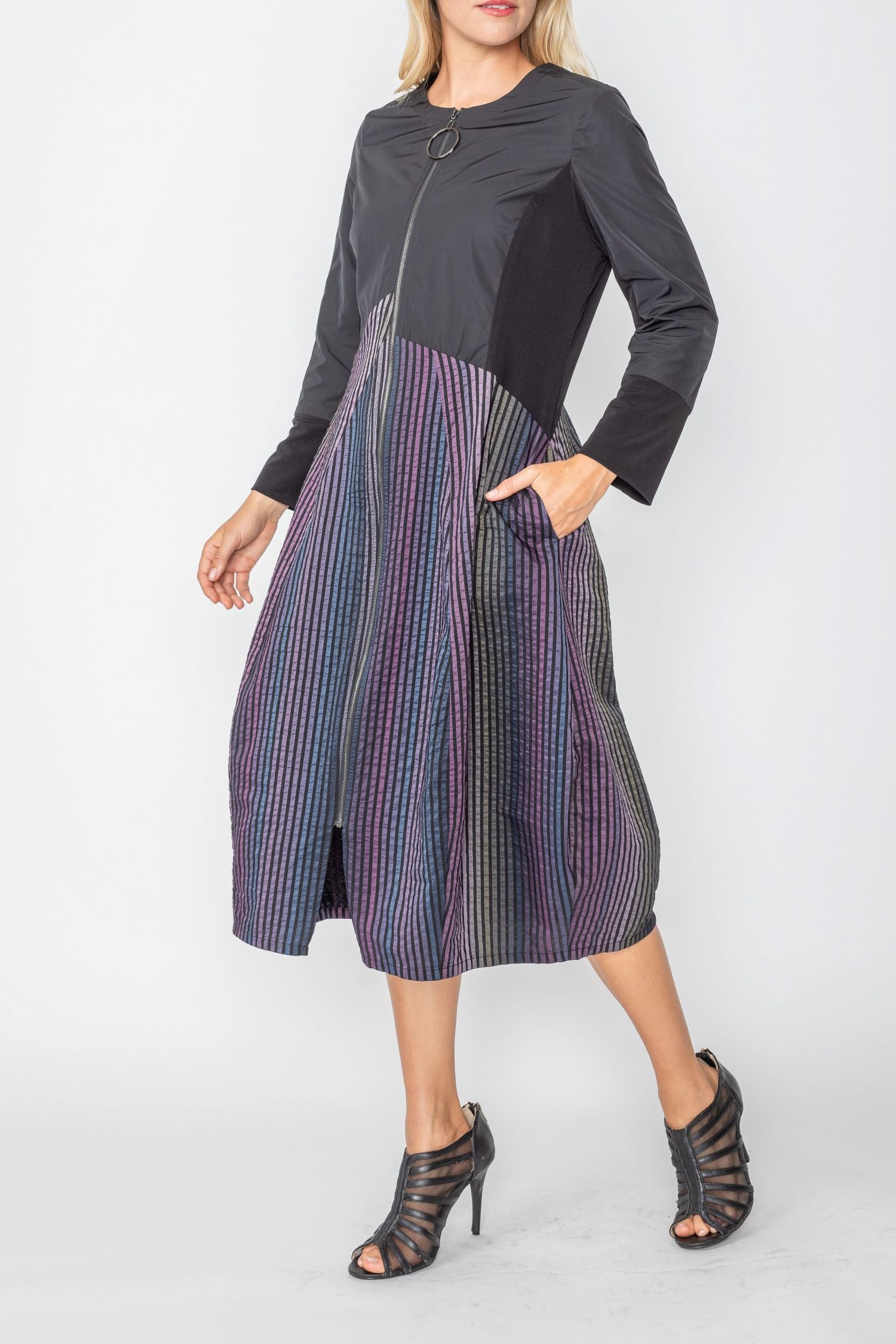Violet Zip-Up Stripe Dress