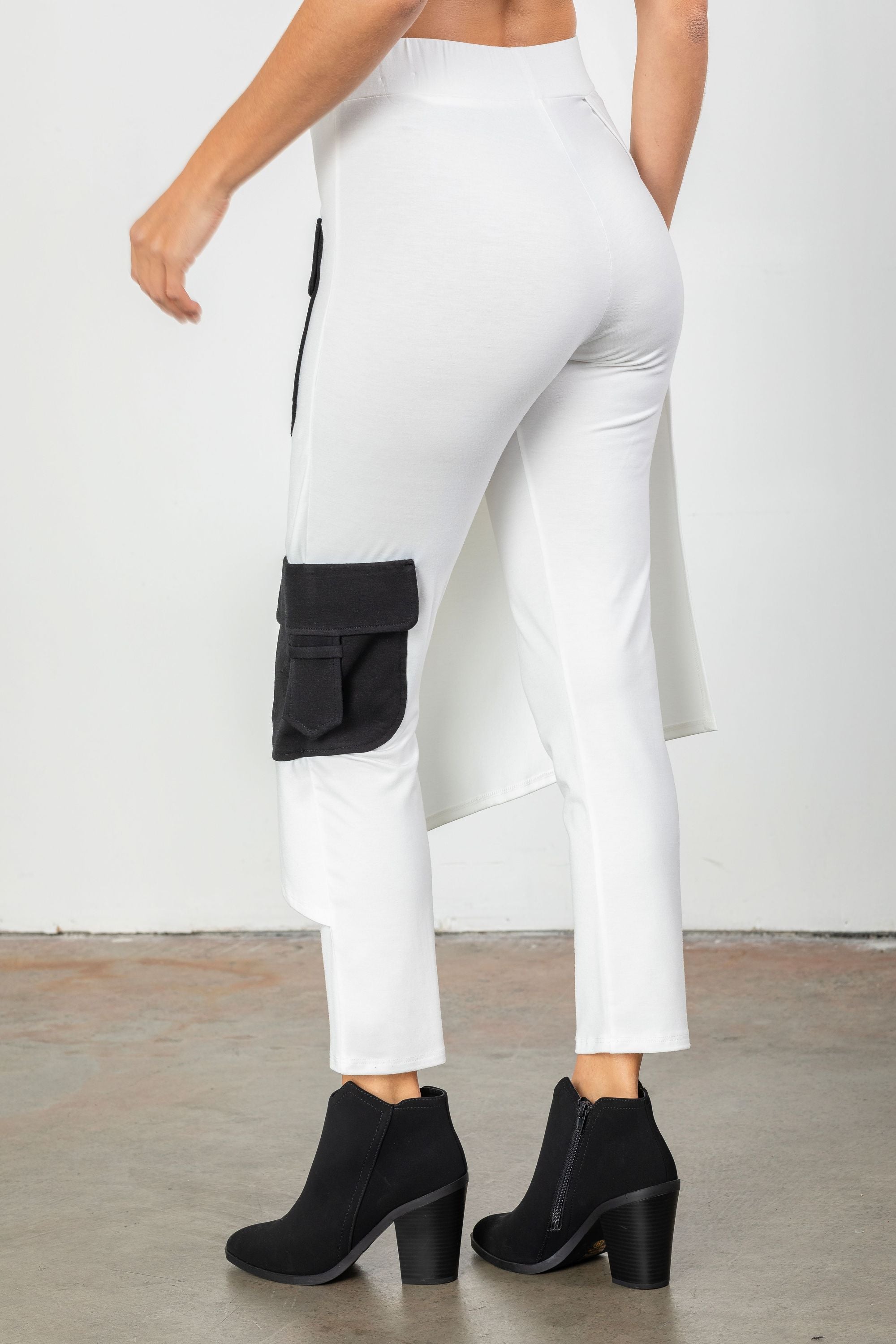 White Front-Layer w/ Side Pocket Pants