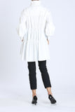 White Shirring Blouson Sleeve Shirring Jacket